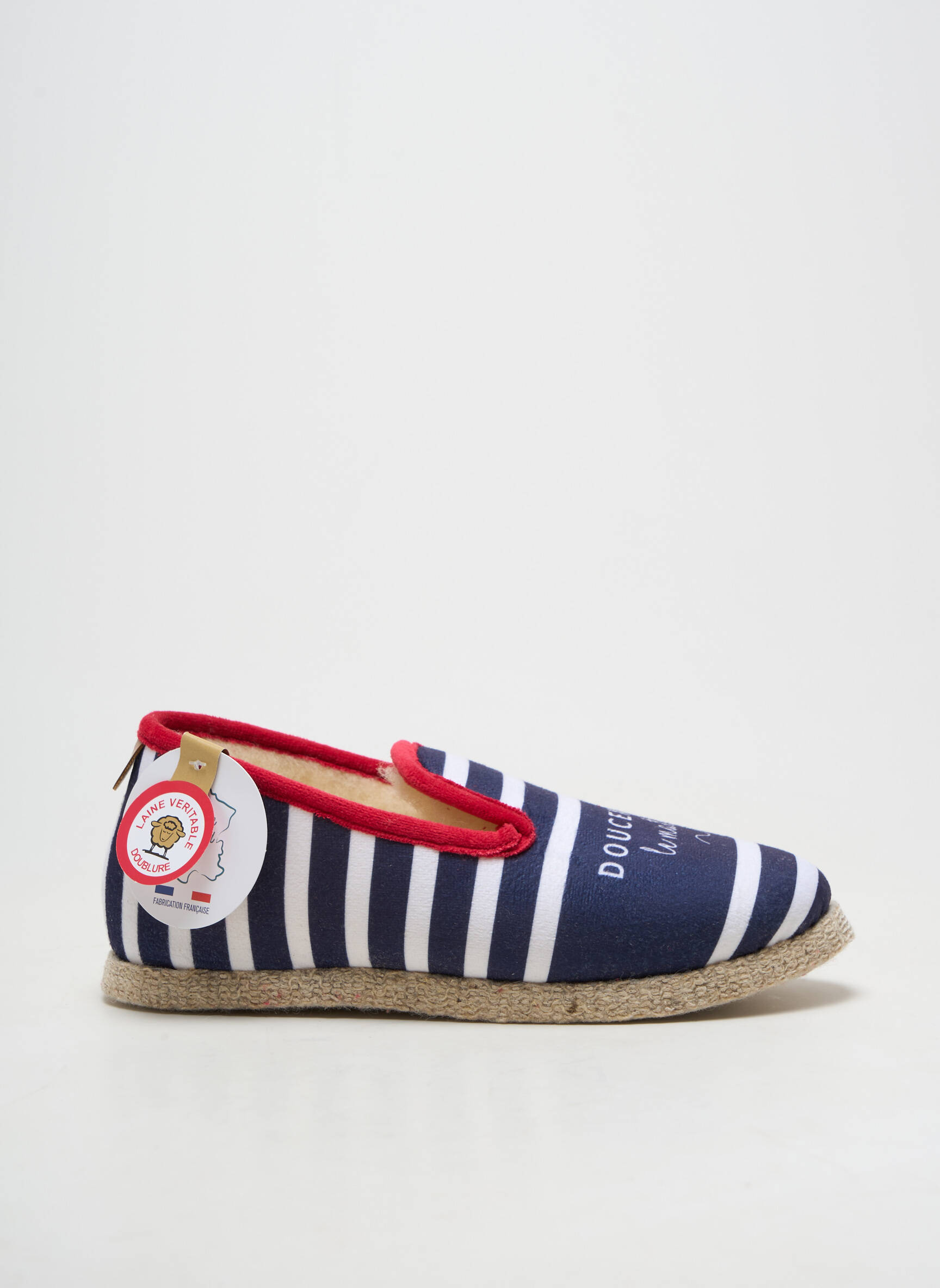 Chaussons/pantoufles bout rond talon plat jusqu'à 3cm bleu CHAUSSE MOUTON femme
