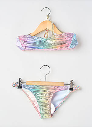 Maillot de bain 2 pièces effet matière satinée rose PRINCESSE ILOU fille