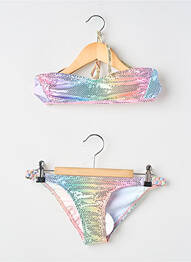 Maillot de bain 2 pièces effet matière satinée rose PRINCESSE ILOU fille