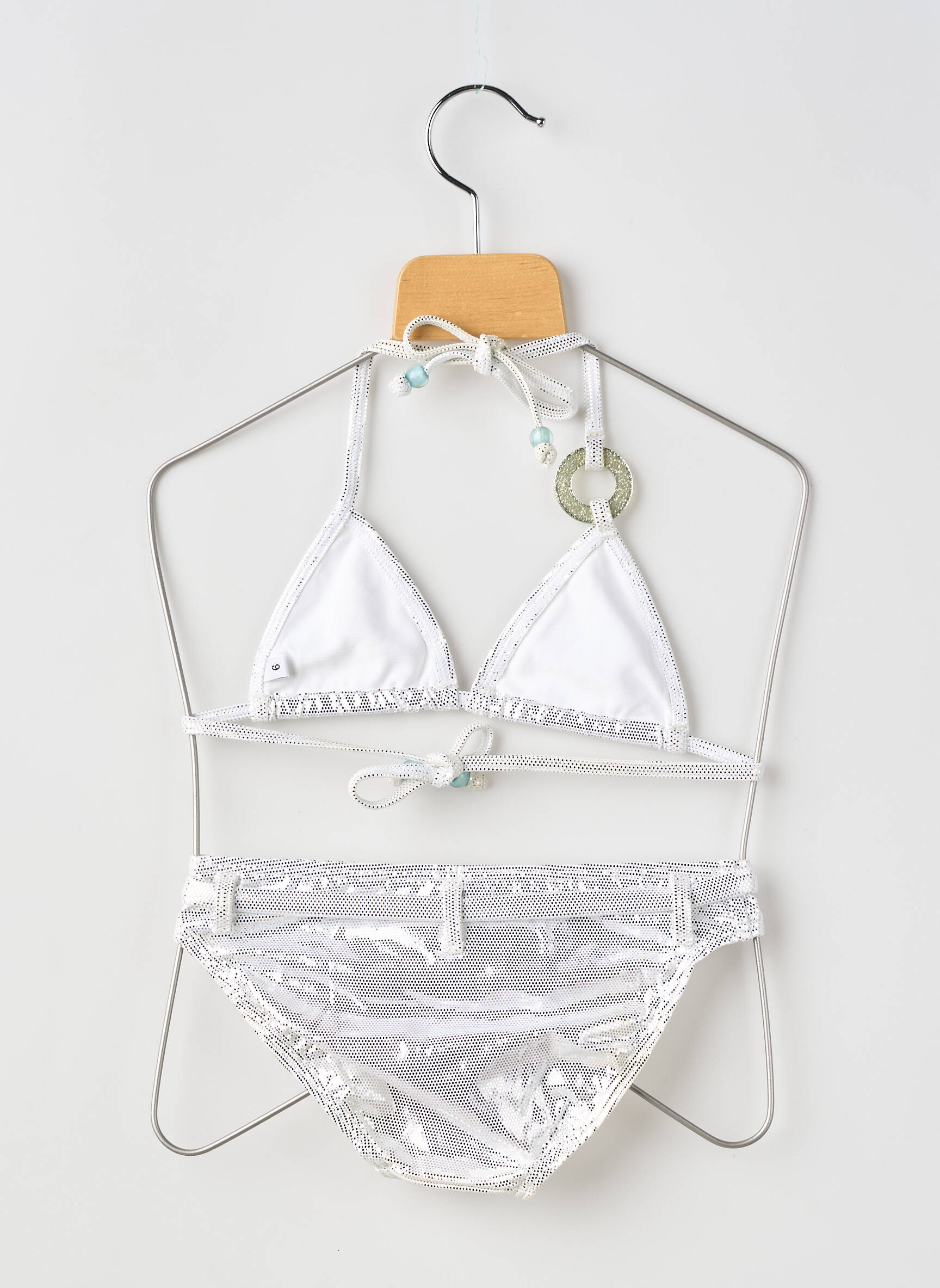 Maillot de bain 2 pièces effet matière satinée argent PRINCESSE ILOU fille