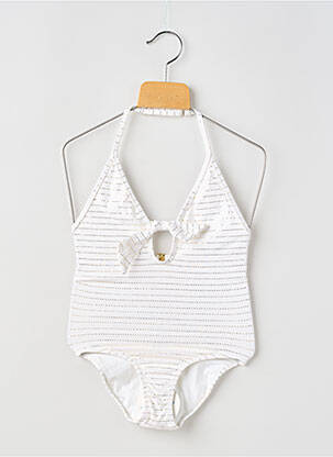 Maillot de bain 1 pièce haut triangles blanc PRINCESSE ILOU fille
