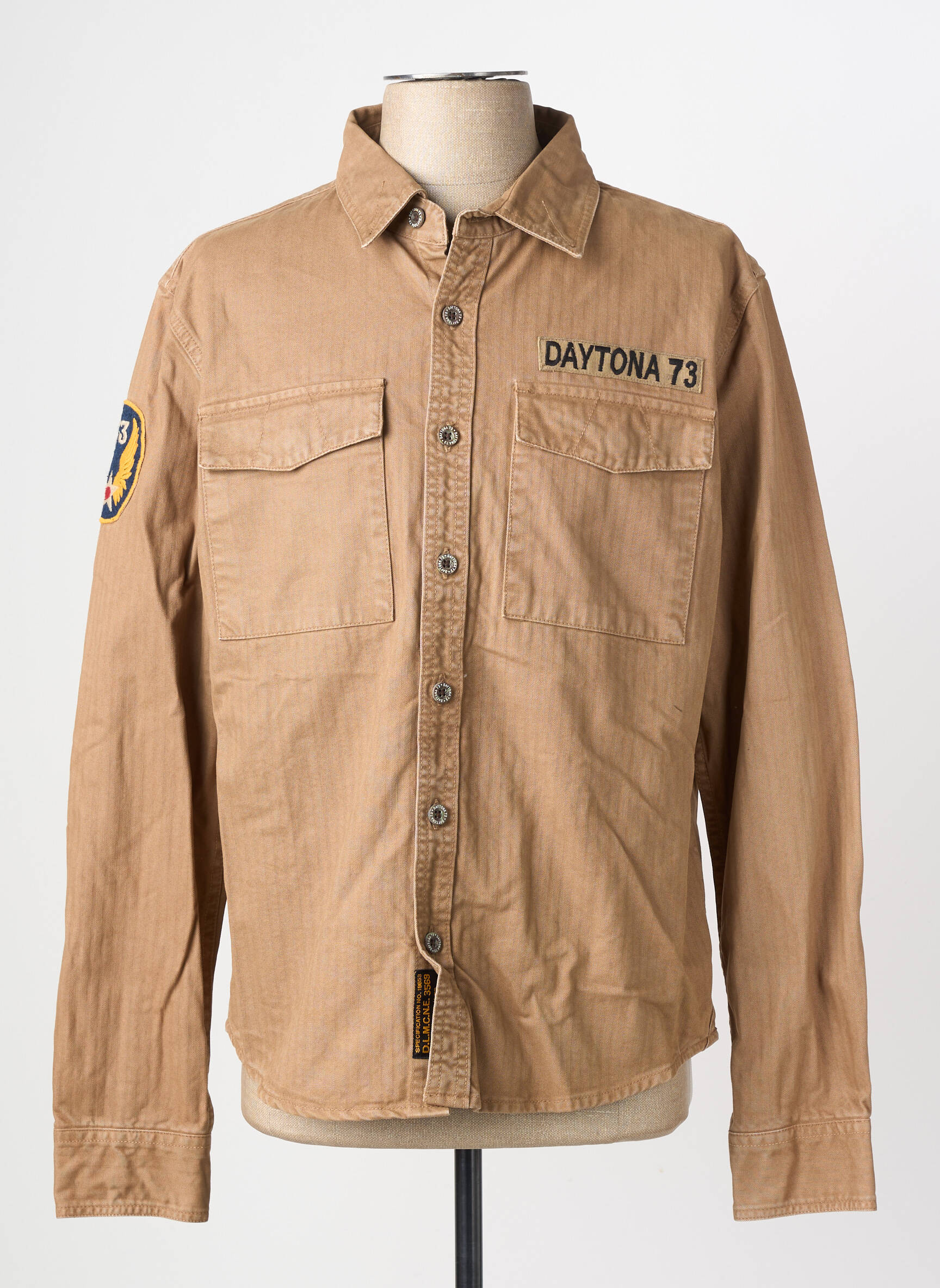 Chemise manches longues poches marron DAYTONA homme