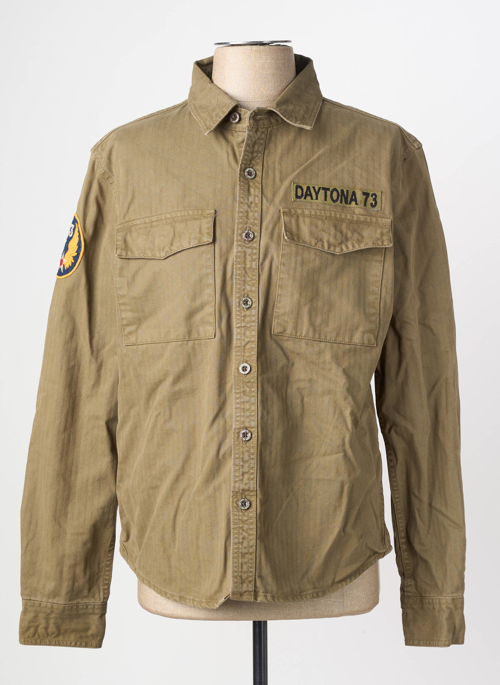 Chemise manches longues poches vert DAYTONA homme