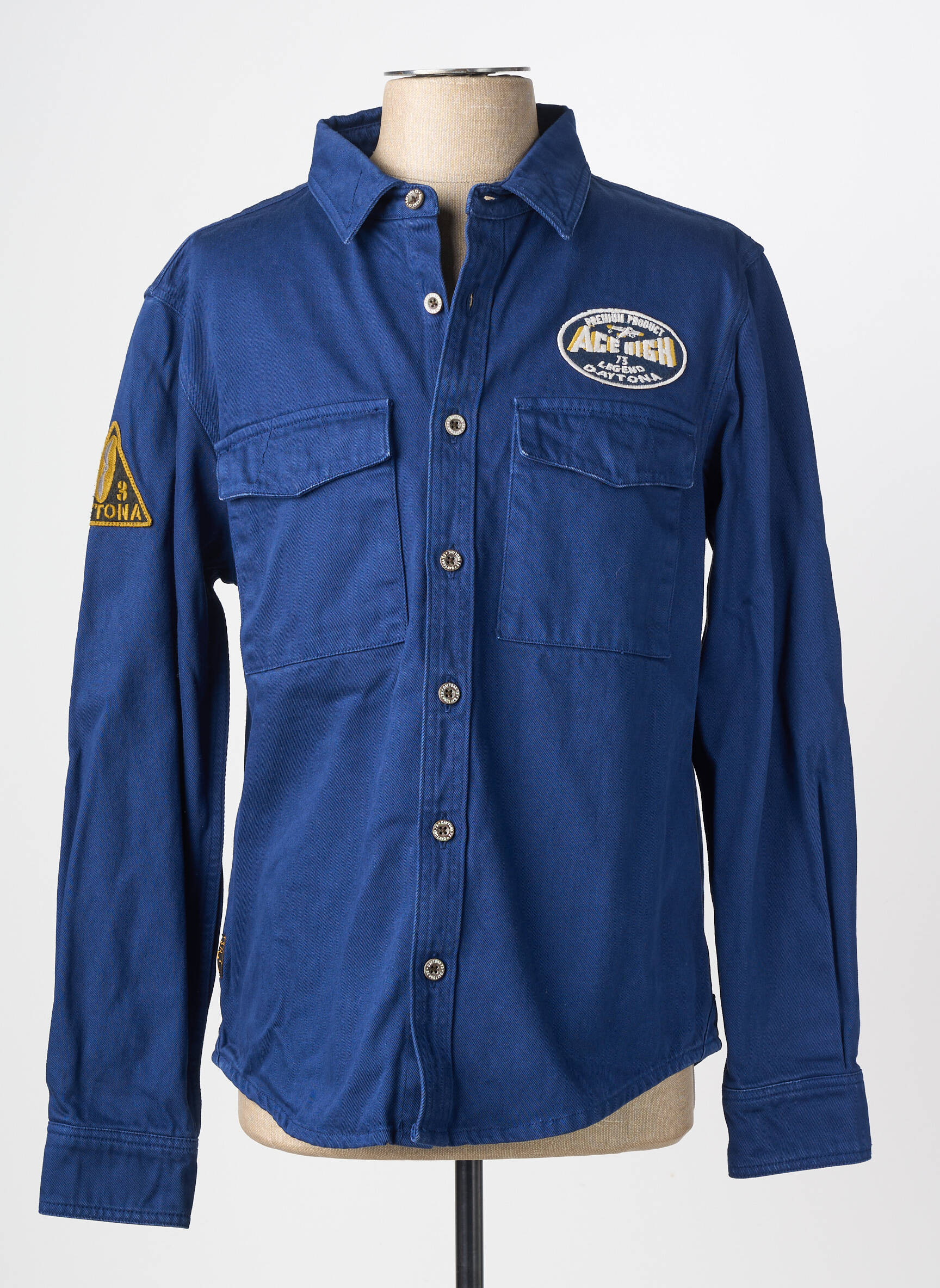 Chemise manches longues poches bleu DAYTONA homme