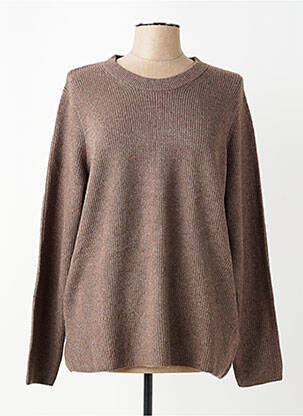 Pull tissage chiné manches longues marron CECIL femme