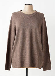 Pull tissage chiné manches longues marron CECIL femme