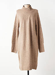 Robe pull tissage chiné manches longues marron BROADWAY femme