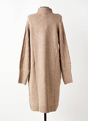 Robe pull tissage chiné manches longues marron BROADWAY femme