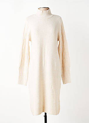 Robe pull tissage chiné manches longues beige BROADWAY femme