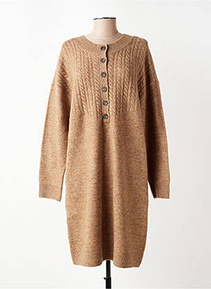 Robe pull col rond manches longues marron C'EST BEAU LA VIE femme