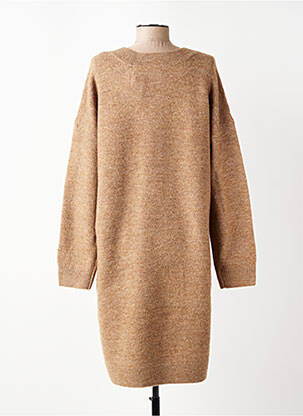 Robe pull col rond manches longues marron C'EST BEAU LA VIE femme