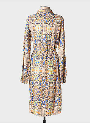 Robe mi-longue imprimé fantaisie manches longues beige IVY BEAU femme