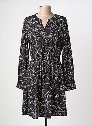 Robe mi-longue imprimé fantaisie manches longues noir JDY femme