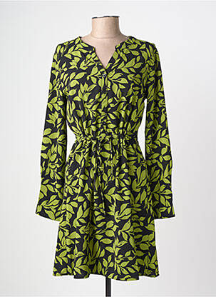 Robe mi-longue imprimé fantaisie manches longues vert JDY femme