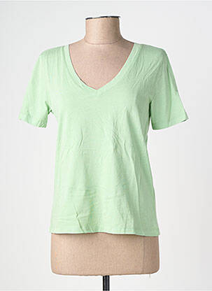 T-shirt col v manches courtes vert JDY femme