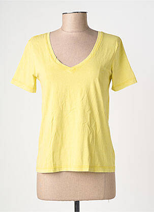T-shirt col v manches courtes jaune JDY femme