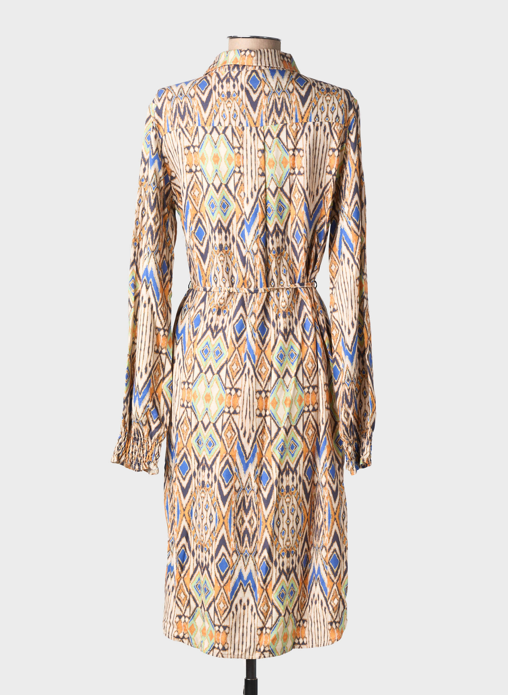 Robe mi-longue imprimé fantaisie manches longues beige IVY BEAU femme