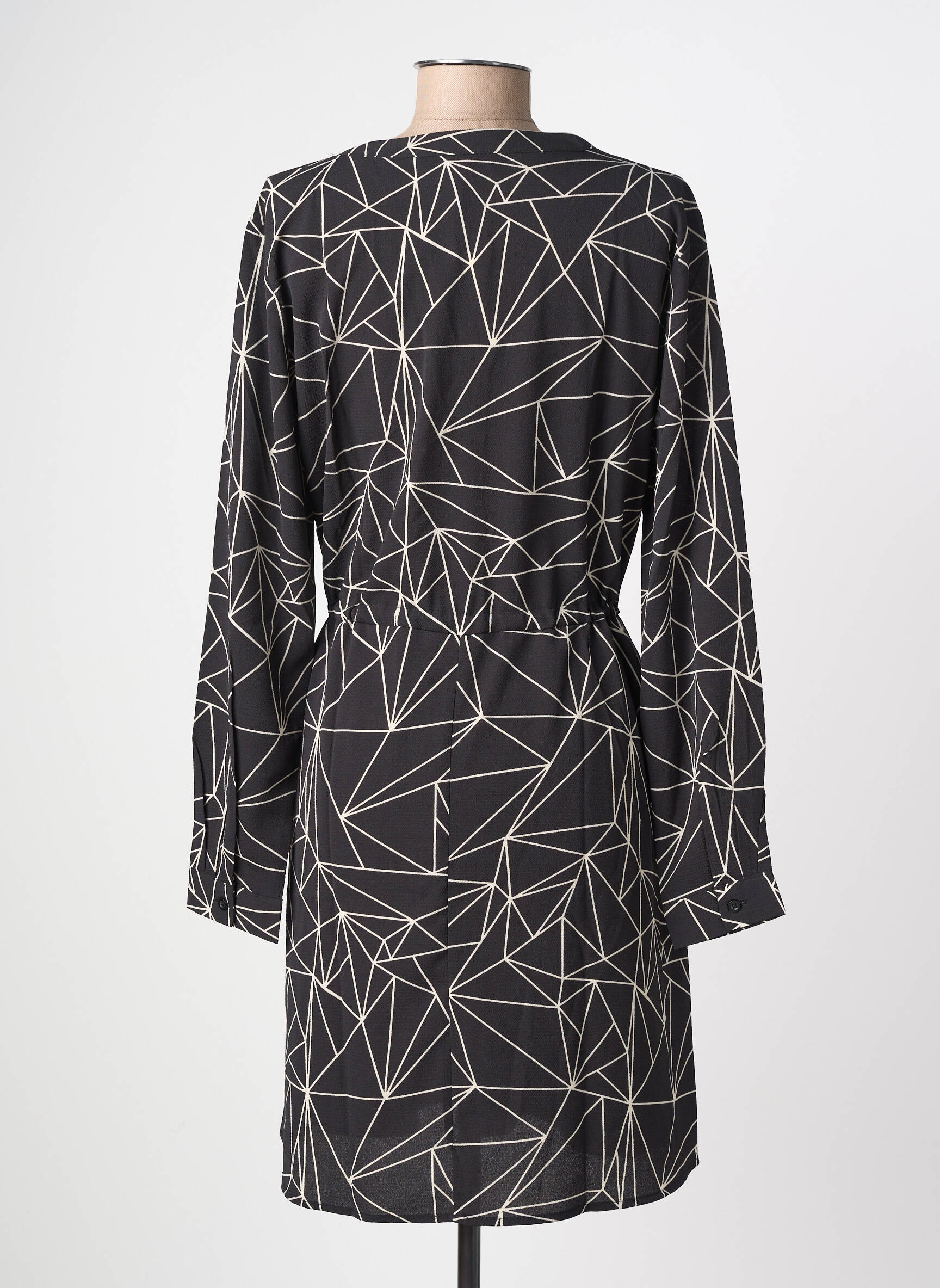 Robe mi-longue imprimé fantaisie manches longues noir JDY femme