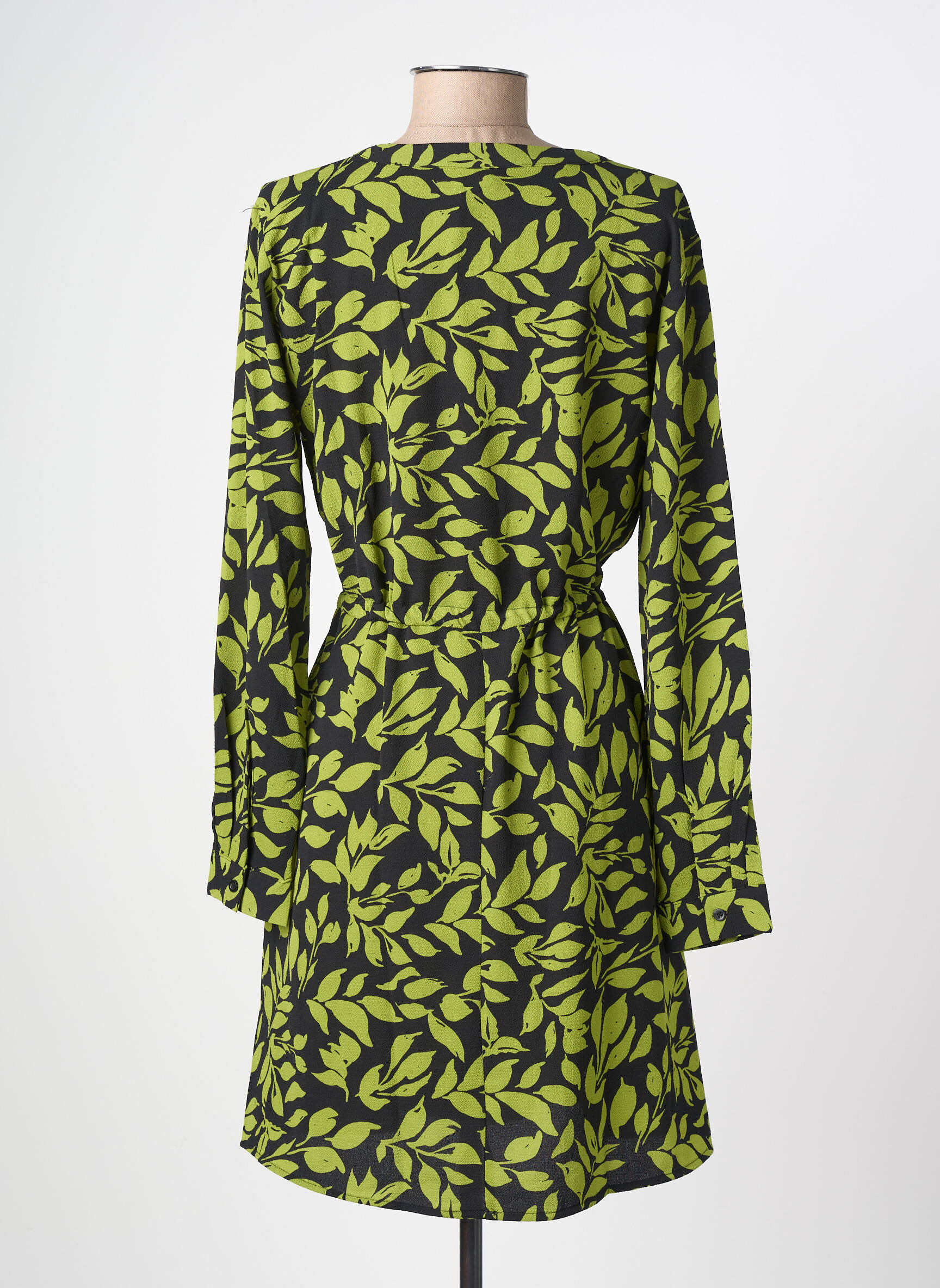 Robe mi-longue imprimé fantaisie manches longues vert JDY femme