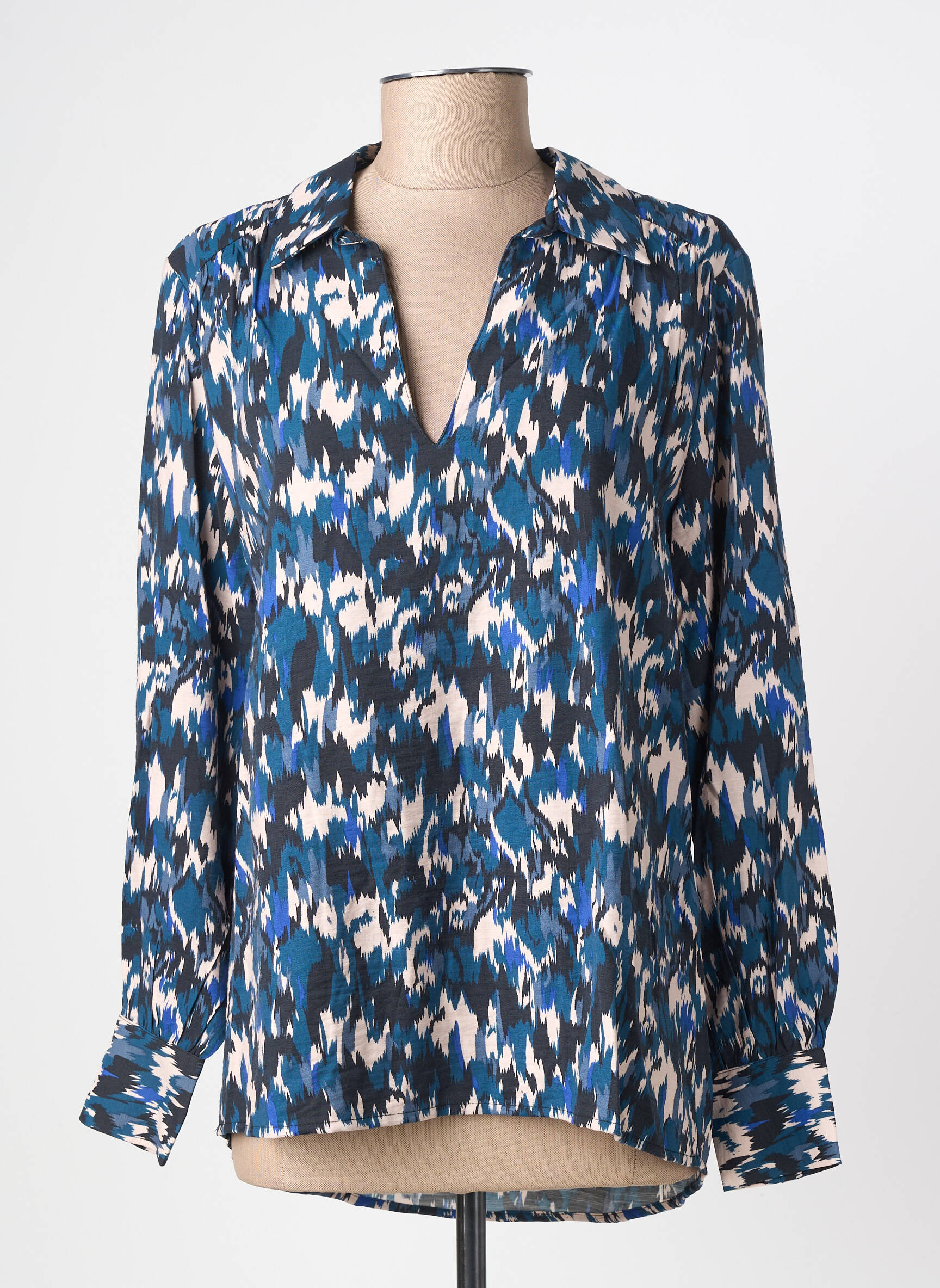 Blouse tissage popeline manches longues bleu JDY femme