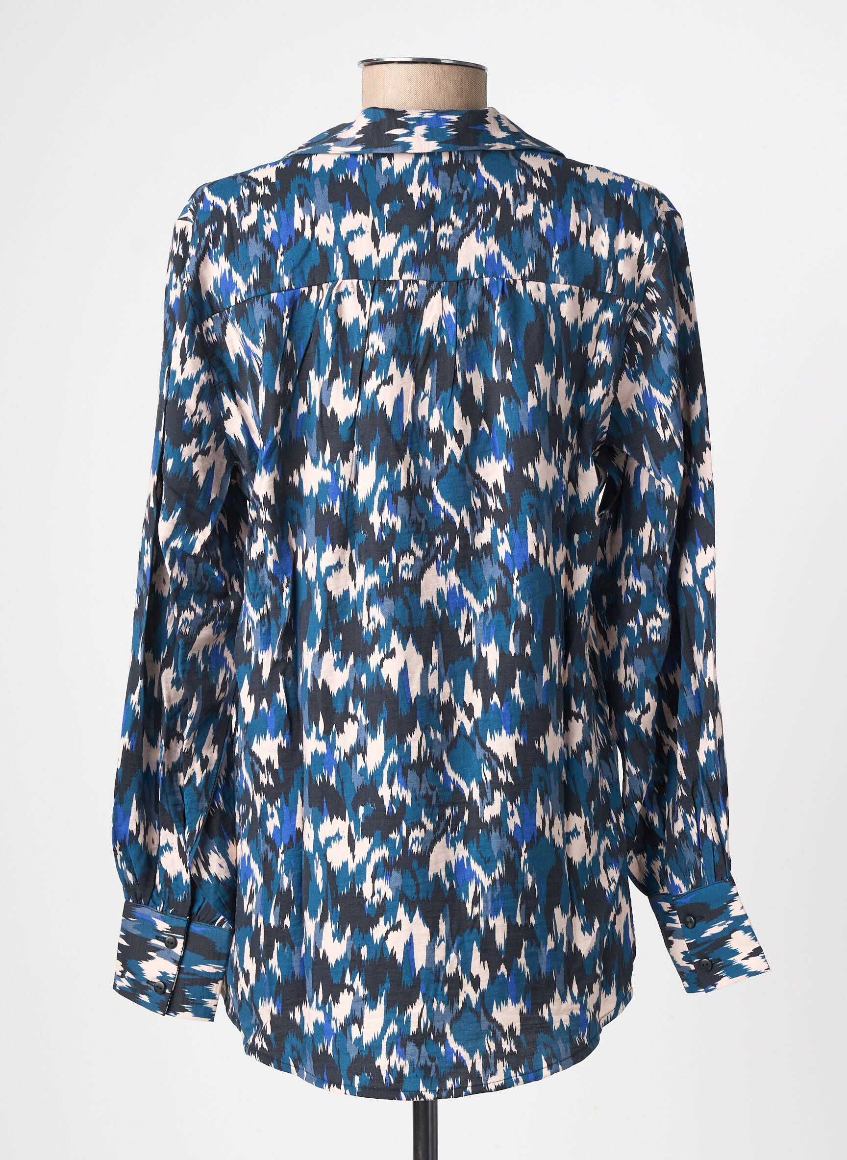 Blouse tissage popeline manches longues bleu JDY femme
