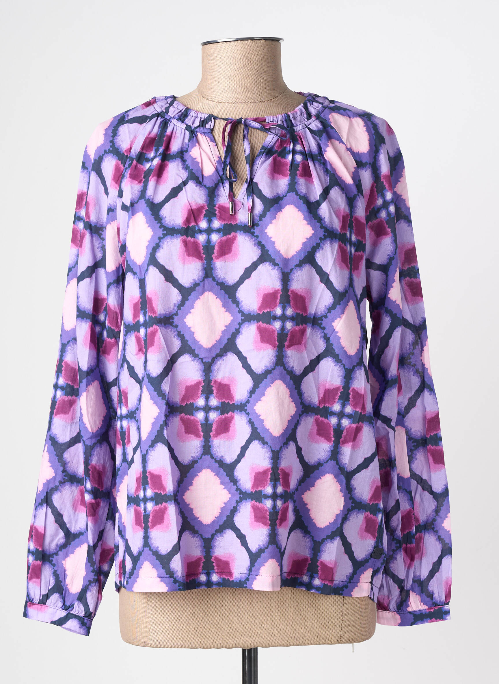 Blouse tissage popeline manches longues violet STREET ONE femme