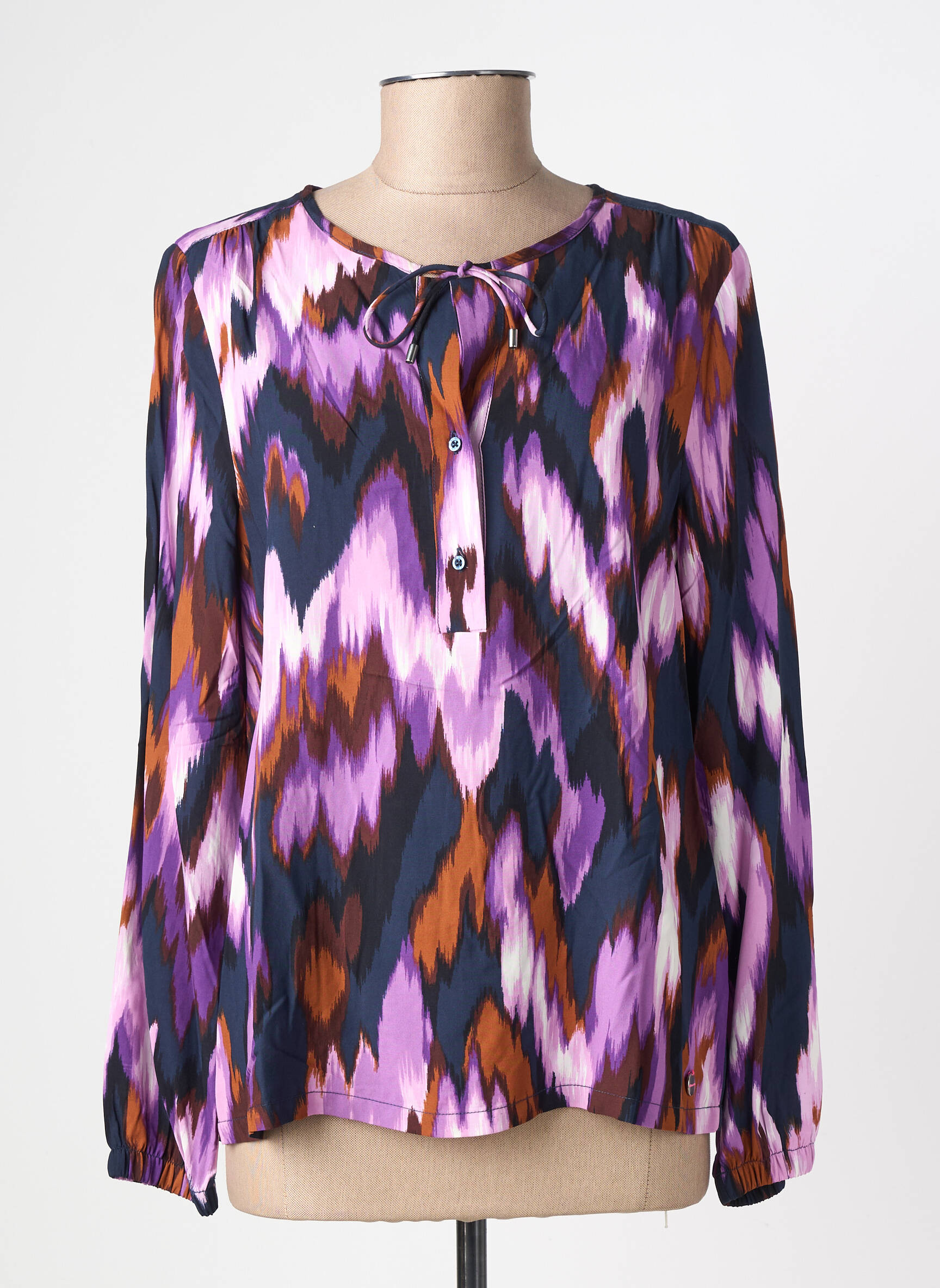 Blouse tissage popeline manches longues violet STREET ONE femme