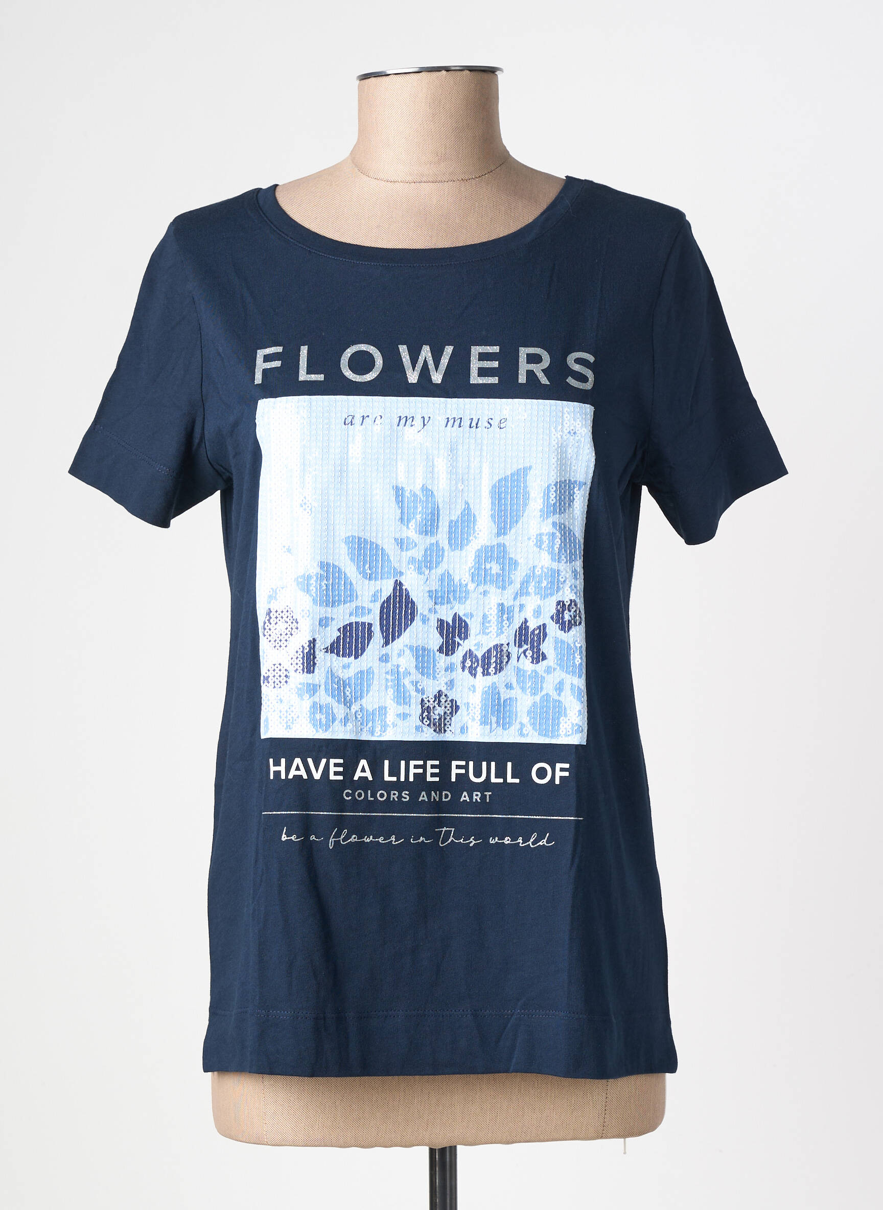 T-shirt sérigraphie floquée manches courtes bleu STREET ONE femme
