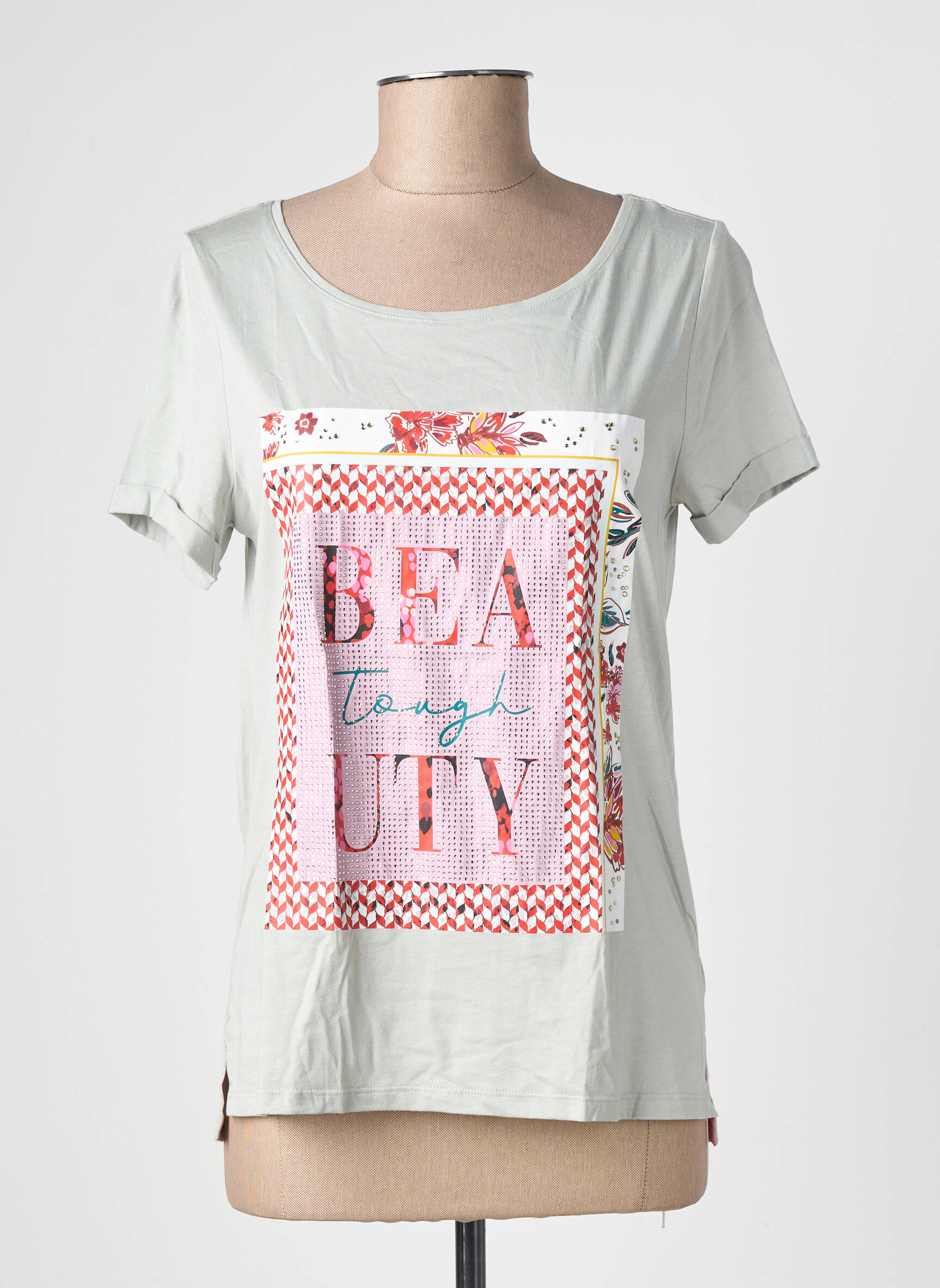 T-shirt sérigraphie floquée manches courtes gris STREET ONE femme