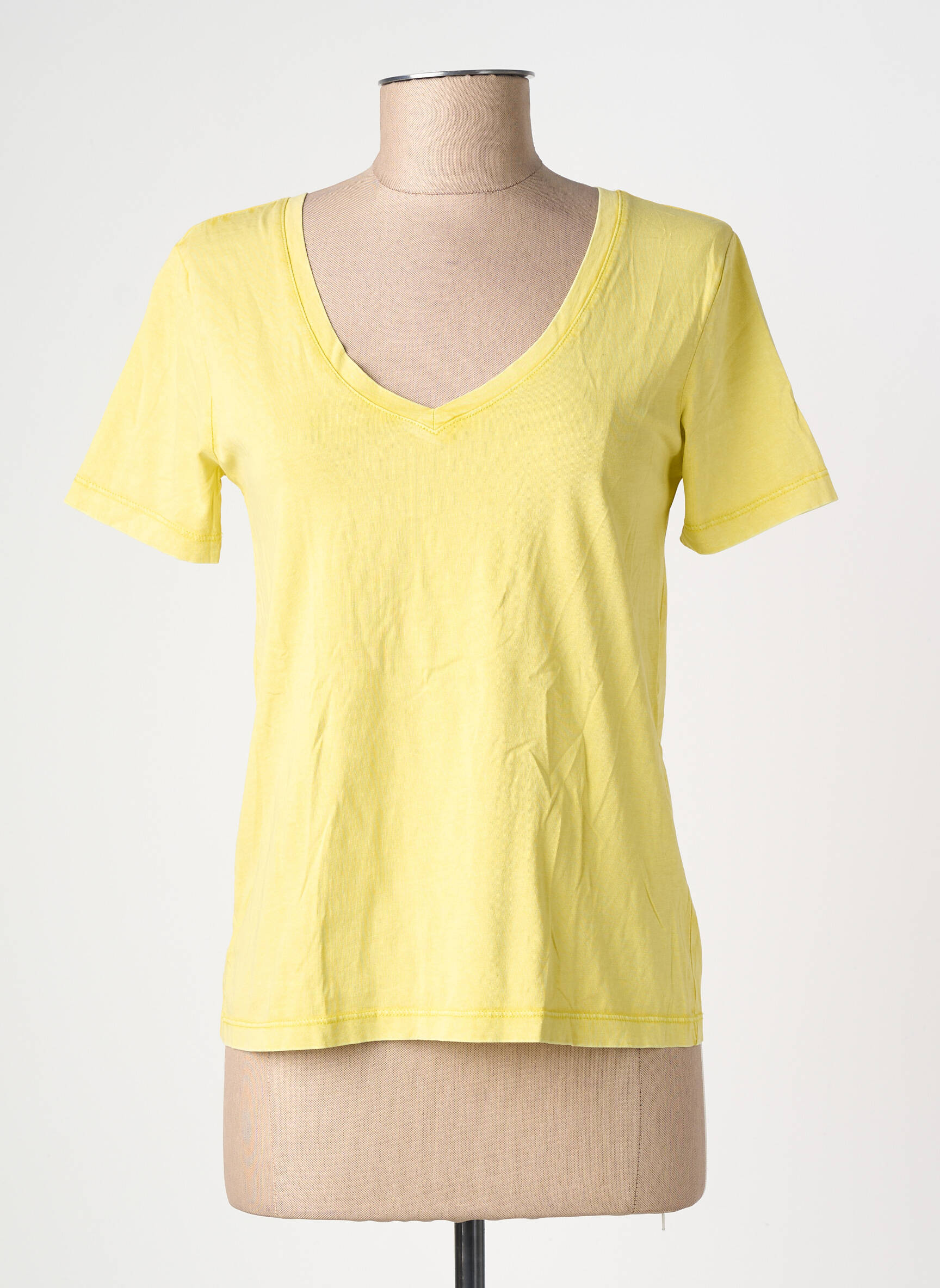 T-shirt col v manches courtes jaune JDY femme