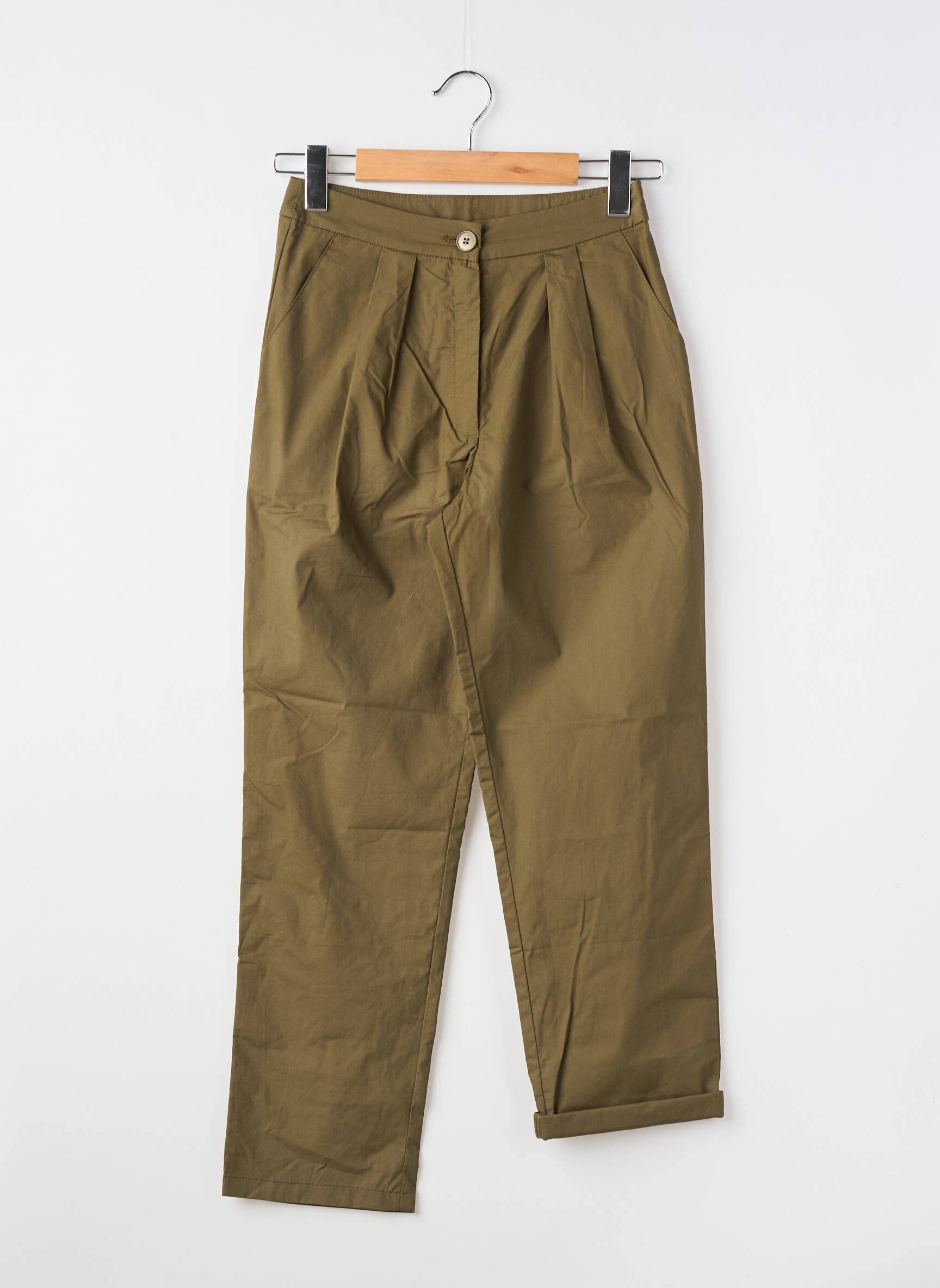 Pantalon chino tissage popeline taille normale vert COMPAÑIA FANTASTICA femme