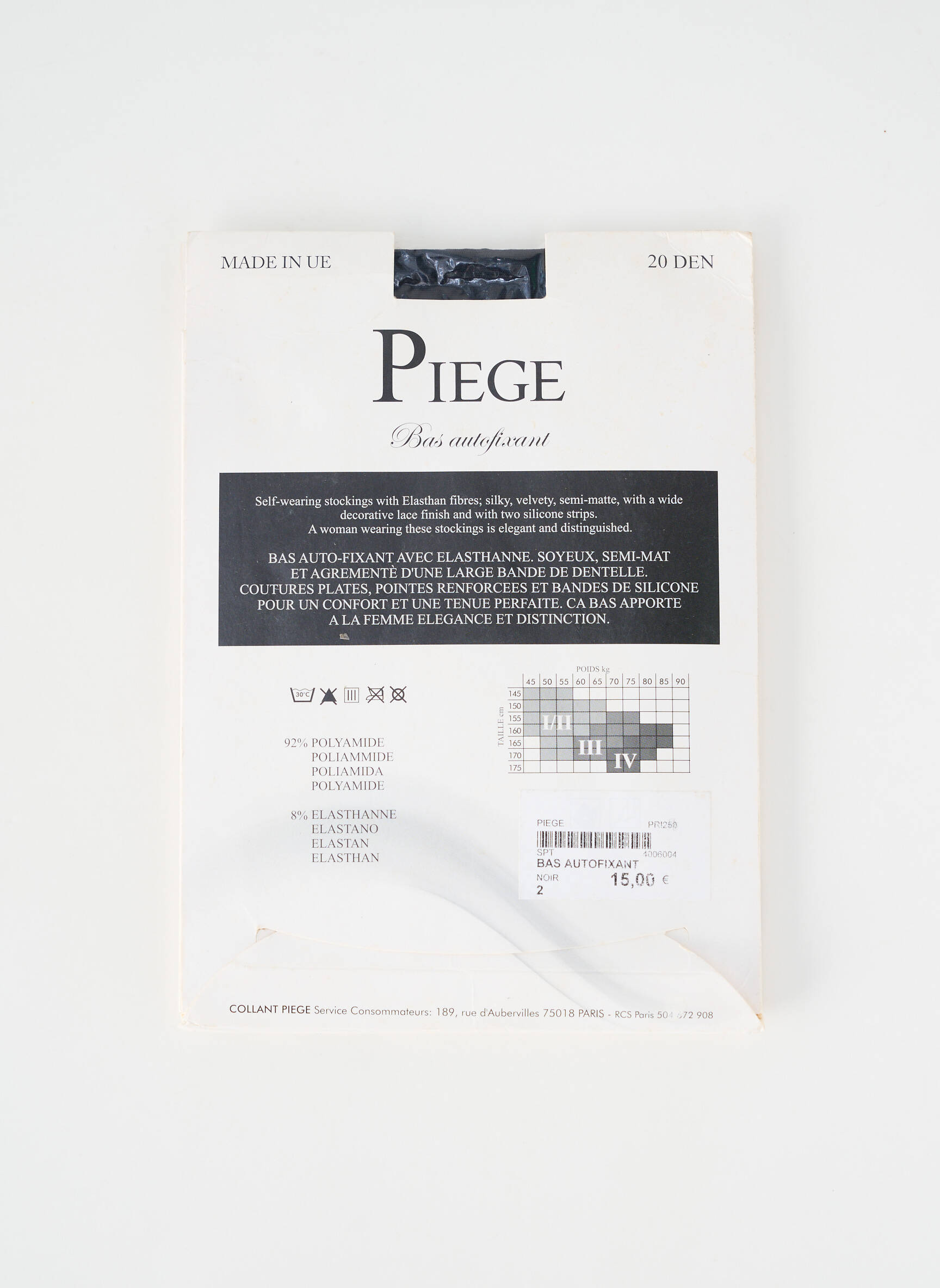 Bas stretch noir PIEGE femme