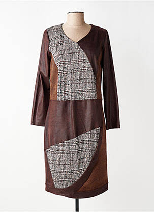Robe mi-longue manches longues manches longues marron MERI & ESCA femme