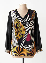 Blouse légère et transparente manches longues noir COULEURS DU TEMPS femme