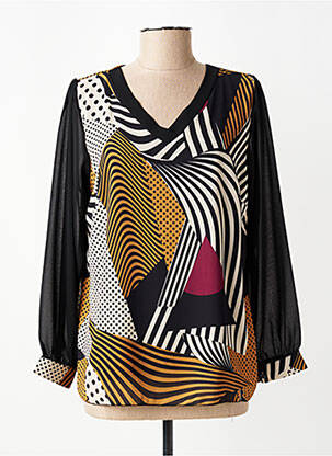 Blouse légère et transparente manches longues noir COULEURS DU TEMPS femme