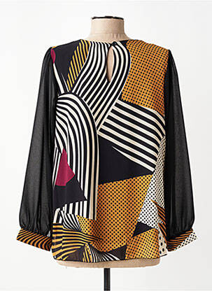 Blouse légère et transparente manches longues noir COULEURS DU TEMPS femme