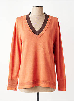 Pull col v manches longues orange WNT COLLECTION femme