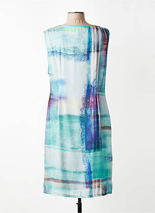 Robe mi-longue imprimé fantaisie sans manche bleu ANDAMIO femme
