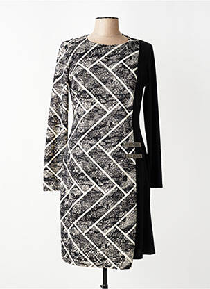 Robe mi-longue manches longues manches longues noir GEVANA femme