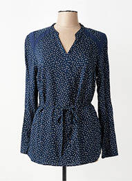 Blouse tissage popeline manches longues bleu FELINO femme