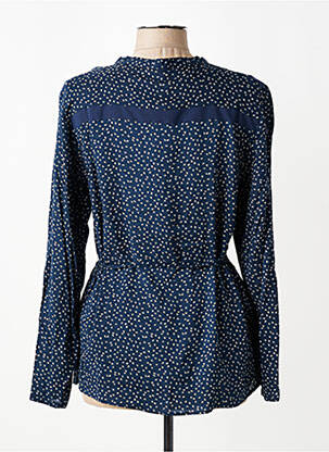Blouse tissage popeline manches longues bleu FELINO femme