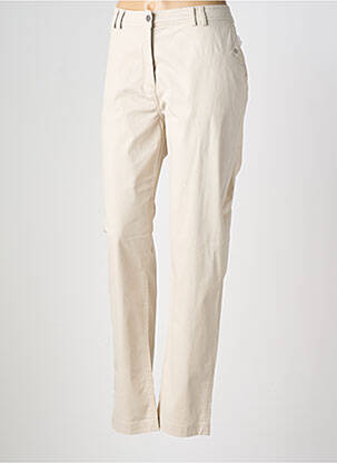 Pantalon droit stretch taille normale beige EL INTERNATIONALE femme
