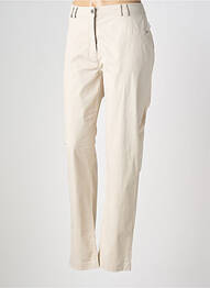 Pantalon droit stretch taille normale beige EL INTERNATIONALE femme