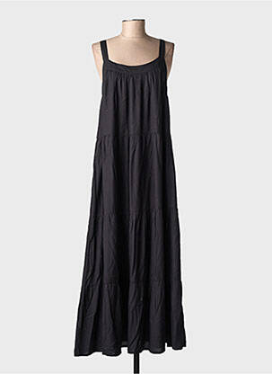 Robe longue tissage popeline sans manche noir CREAM femme
