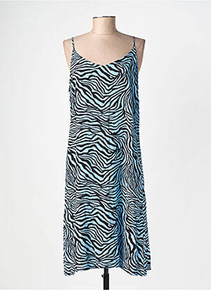 Robe mi-longue coupe fluide fines bretelles bleu B.YOUNG femme