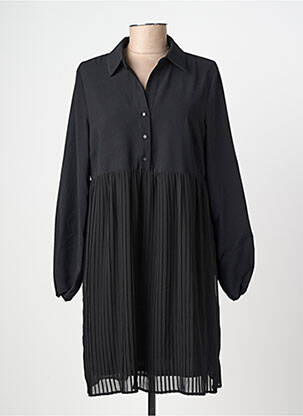 Robe mi-longue tissage crêpe manches longues noir C'EST BEAU LA VIE femme