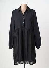 Robe mi-longue tissage crêpe manches longues noir C'EST BEAU LA VIE femme