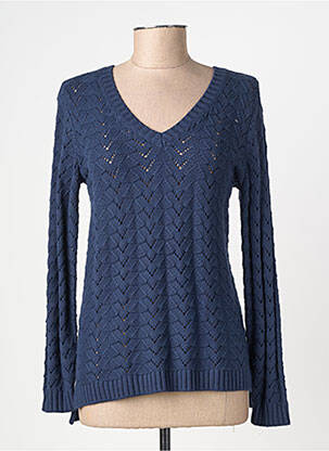 Pull maille ajourée manches longues bleu CREAM femme