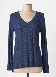 Pull maille ajourée manches longues bleu CREAM femme