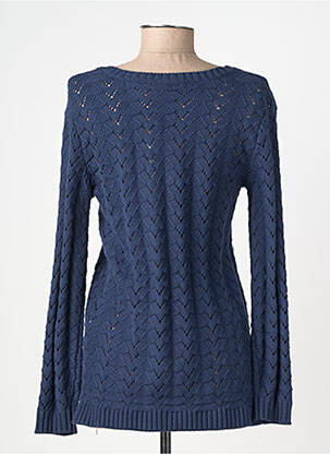 Pull maille ajourée manches longues bleu CREAM femme